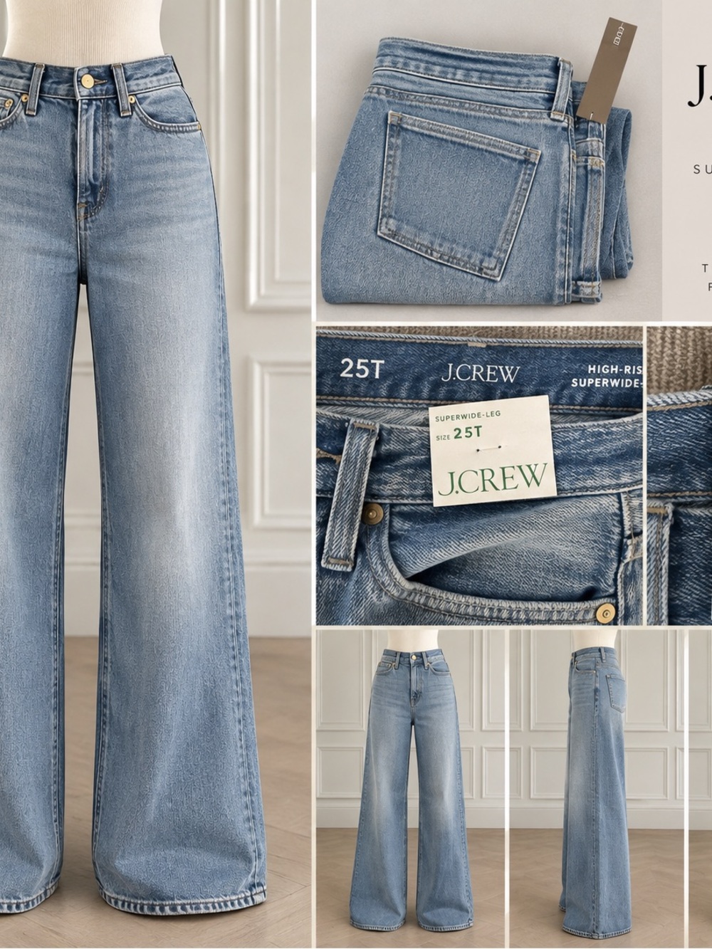 J. Crew Light Blue High-Rise Wide-Leg Jeans NWT 25T (tall)